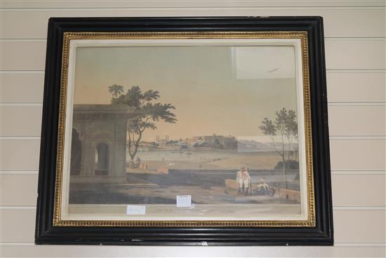 After Thomas & William Daniell, four modern coloured re-prints, views of India, 49 x 64cm